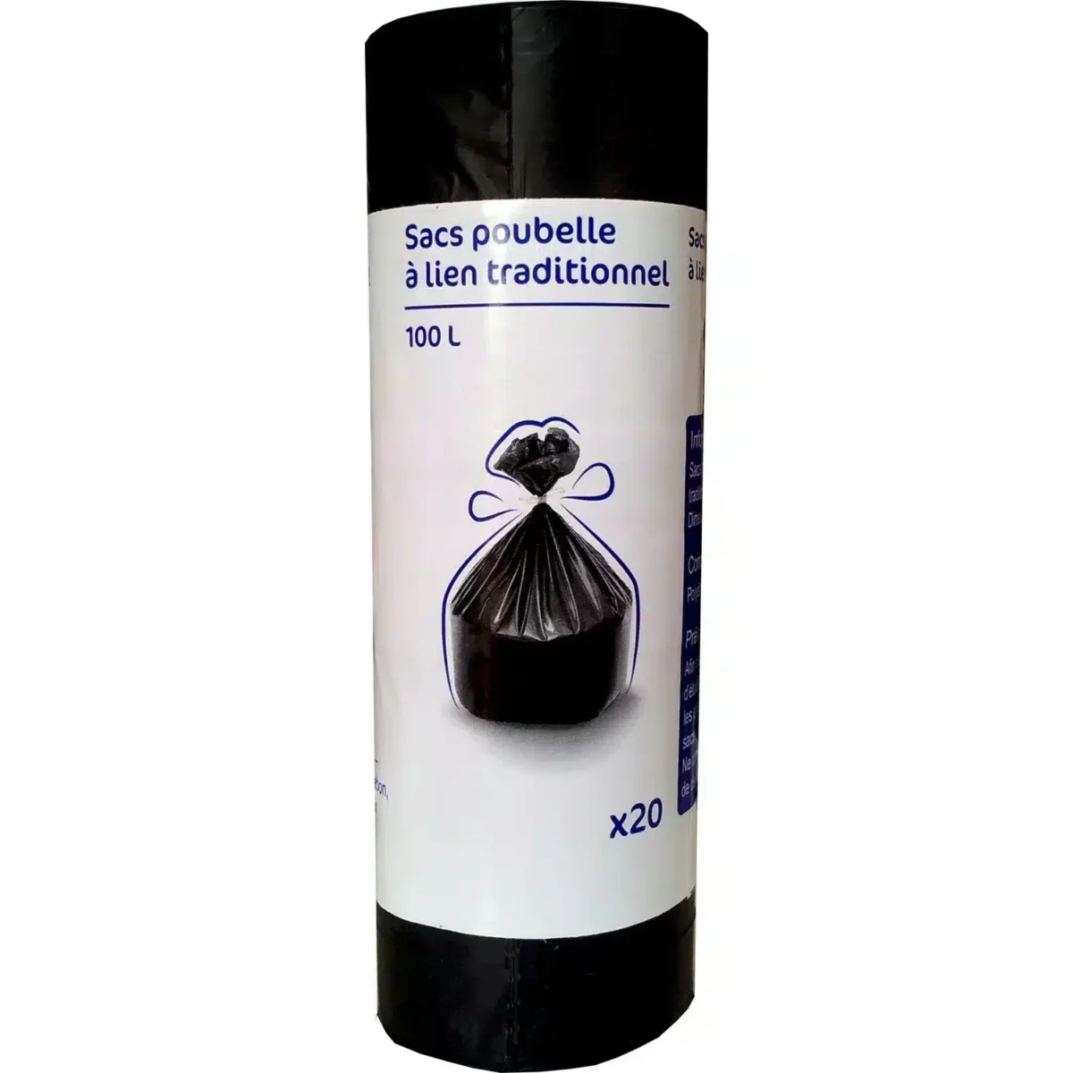 Sac poubelle à lien 100L CARREFOUR – Image 1