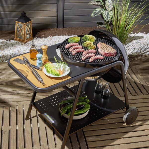 Barbecue charbon K55-L couvercle + desserte - noir HYBA
