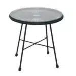 Table basse de Jardin Ronde 50cm H50cm Acier Noir Plateau en Verre Acapulco HYBA