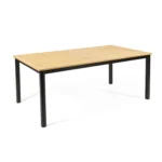 Table de Jardin Extensible 180/240x100cm Bois Eucalyptus Aluminium Noir Louga HYBA