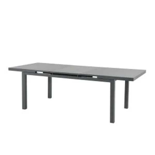 Table de Jardin Extensible 180/240x100cm Aluminium Gris foncé Verre Canberra HYBA