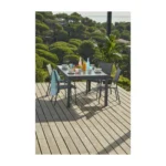 Table de Jardin Extensible 180/240x100cm Aluminium Gris foncé Verre Canberra HYBA – Image 2