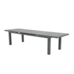 Table de Jardin XXL Extensible 256/320x100cm Aluminium Gris foncé Verre Canberra HYBA