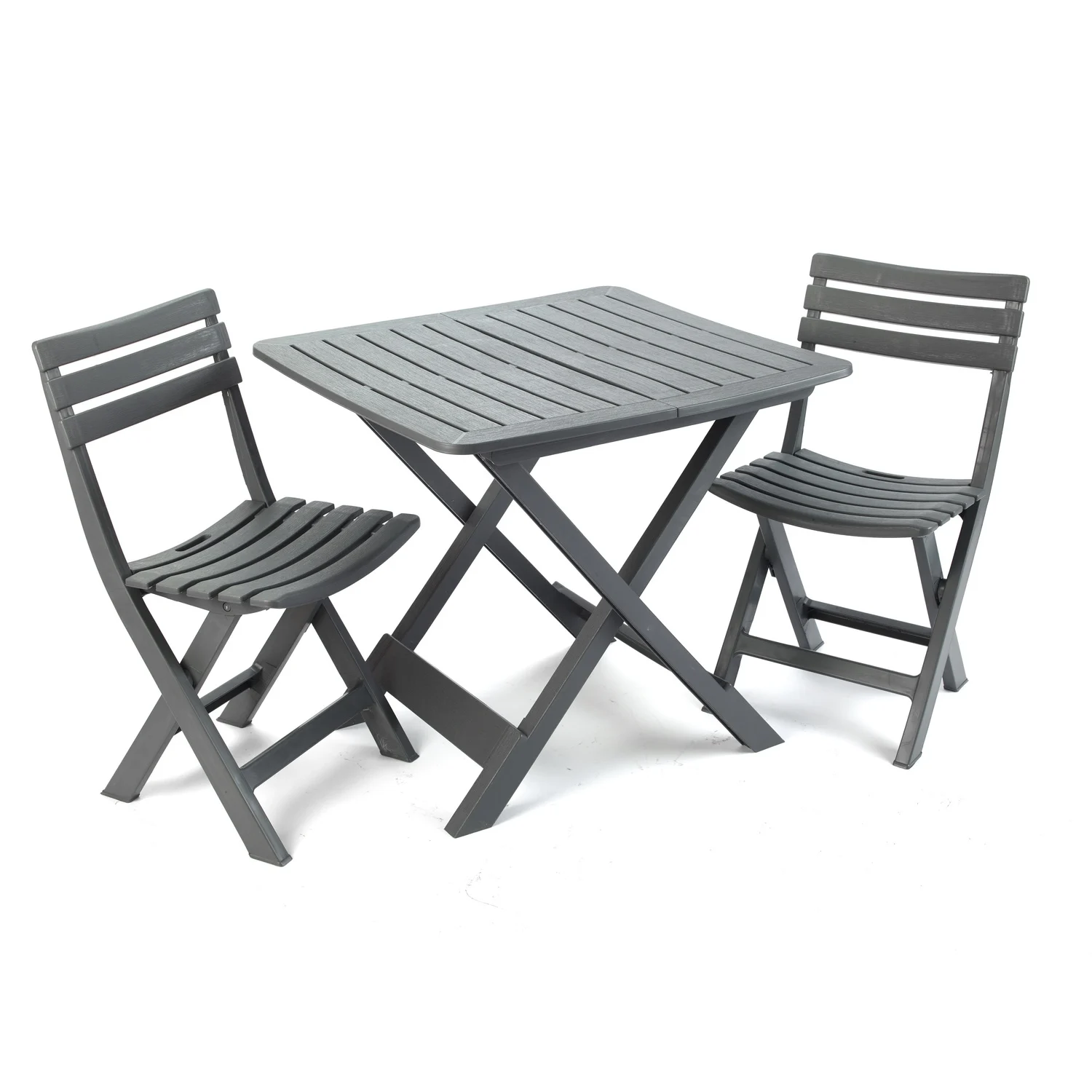 8009271086661 Ensemble Balcon Pliant 1 Table, 2 Chaises Plastique Gris Anthracite Sydney – Image 1