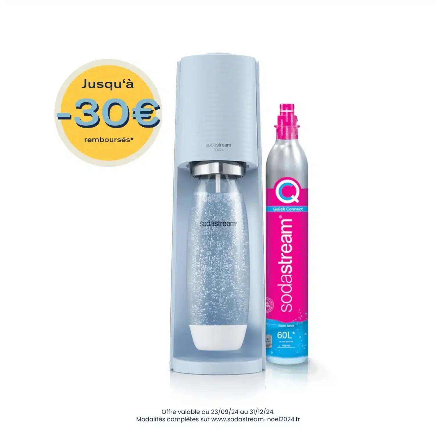 7290113764262 Machine à eau pétillante TERRA + 1 bouteille 1L bleue SODASTREAM – Image 1