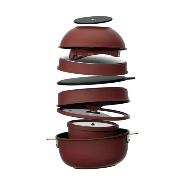 Batterie de Cuisine Oeuf Rouge - 10 Pièces Empilables Aluminium Revêtement Anti-adhésif Tous Feux Dont Induction - MASTERPRO