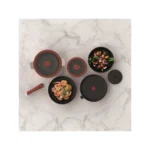 Batterie de Cuisine Oeuf Rouge - 10 Pièces Empilables Aluminium Revêtement Anti-adhésif Tous Feux Dont Induction - MASTERPRO – Image 3