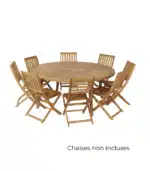 Table de Jardin Ronde 5/8 personnes en Bois Teck FSC avec plateau tournant Bornéo HYBA – Image 4
