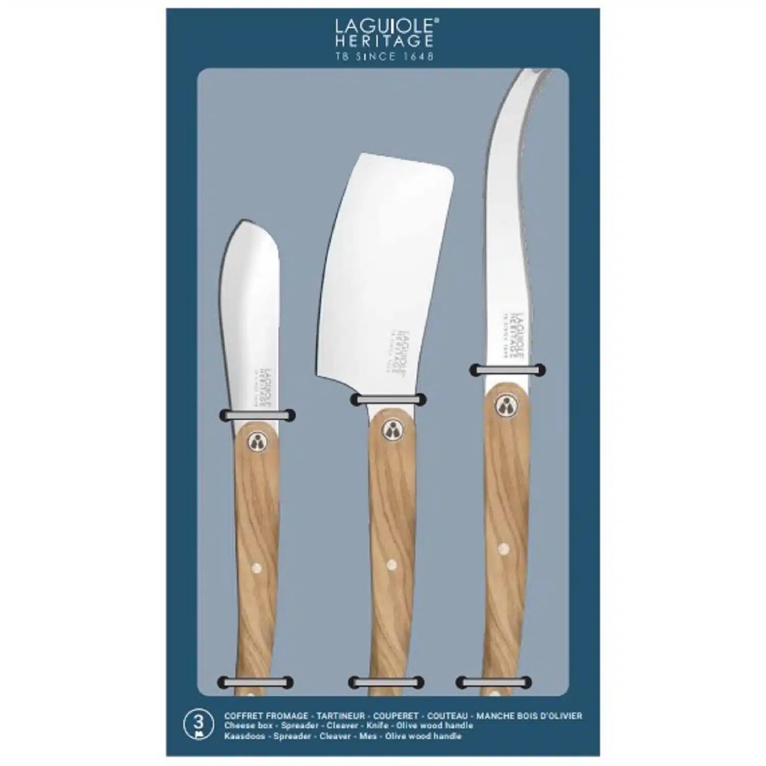 3118220050389 Coffret fromage 3 pièces bois d’olivier – Image 1