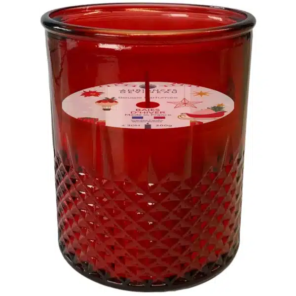 Verre photophore ciselé rouge