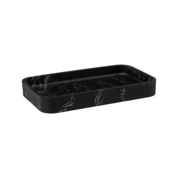 Plateau Rectangulaire Anglulaire Léa Effet Marbre Noir - 5five