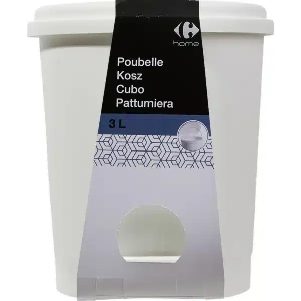 Poubelle 3L 21cm blanc CARREFOUR HOME