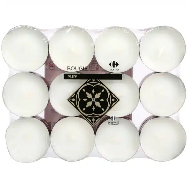 24 bougies chauffe-plats blanches godet rouge