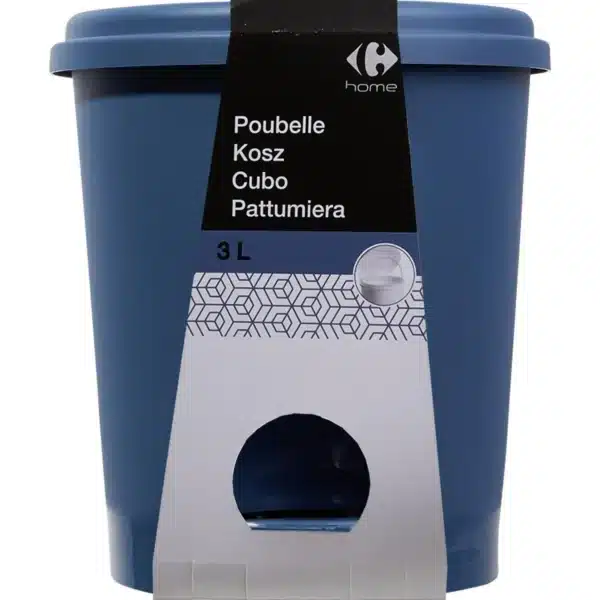 Corbeille à déchets bleue plastique Ø20.5 x H22 cm - CARREFOUR HOME