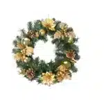 Couronne de fleurs avec décorations dorées 45cm vert CARREFOUR