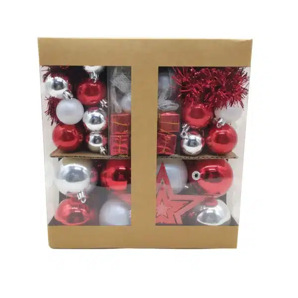 Coffret de décorations Rouge et Argenté - CARREFOUR