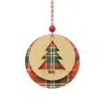 Boule à Motifs Sapin Tartan en Bois 9.4cm - CARREFOUR
