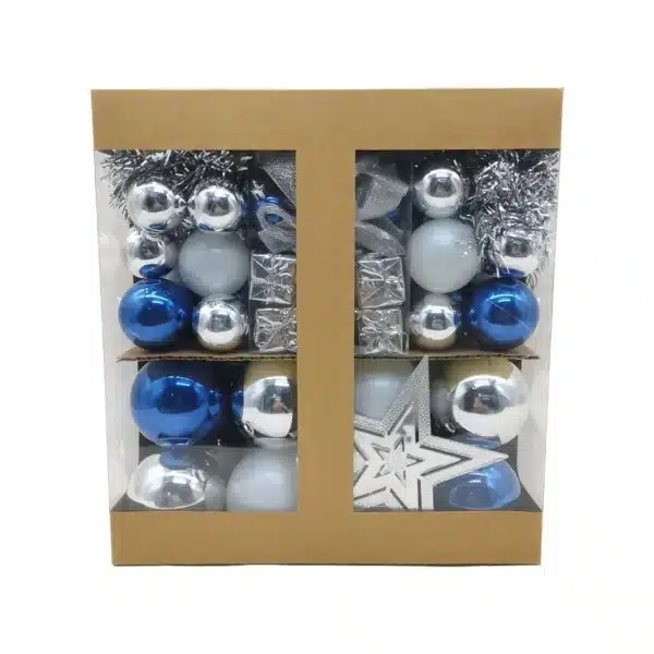 Coffret de décorations Bleu et Argenté - CARREFOUR