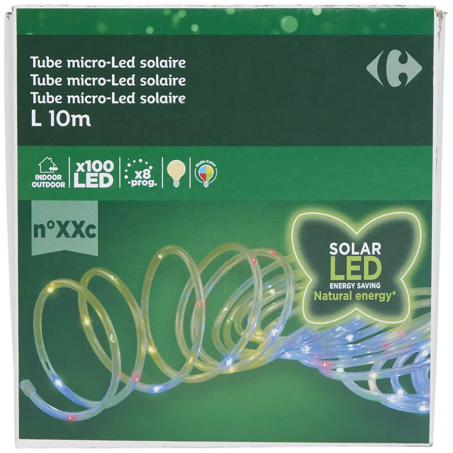 3616958209906 Tube Solaire de Noël 100 LED 10m CARREFOUR HOME – Image 1