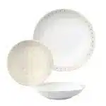 Service Vaisselle 12 pièces Blanc et Doré CARREFOUR HOME