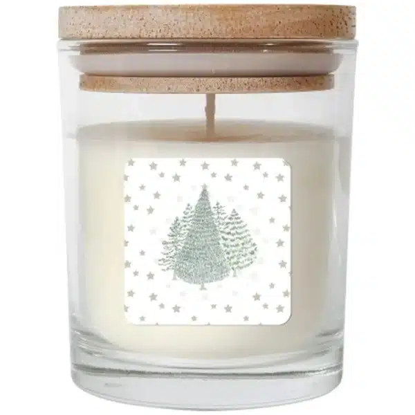 Bougie verre déco sapin vert