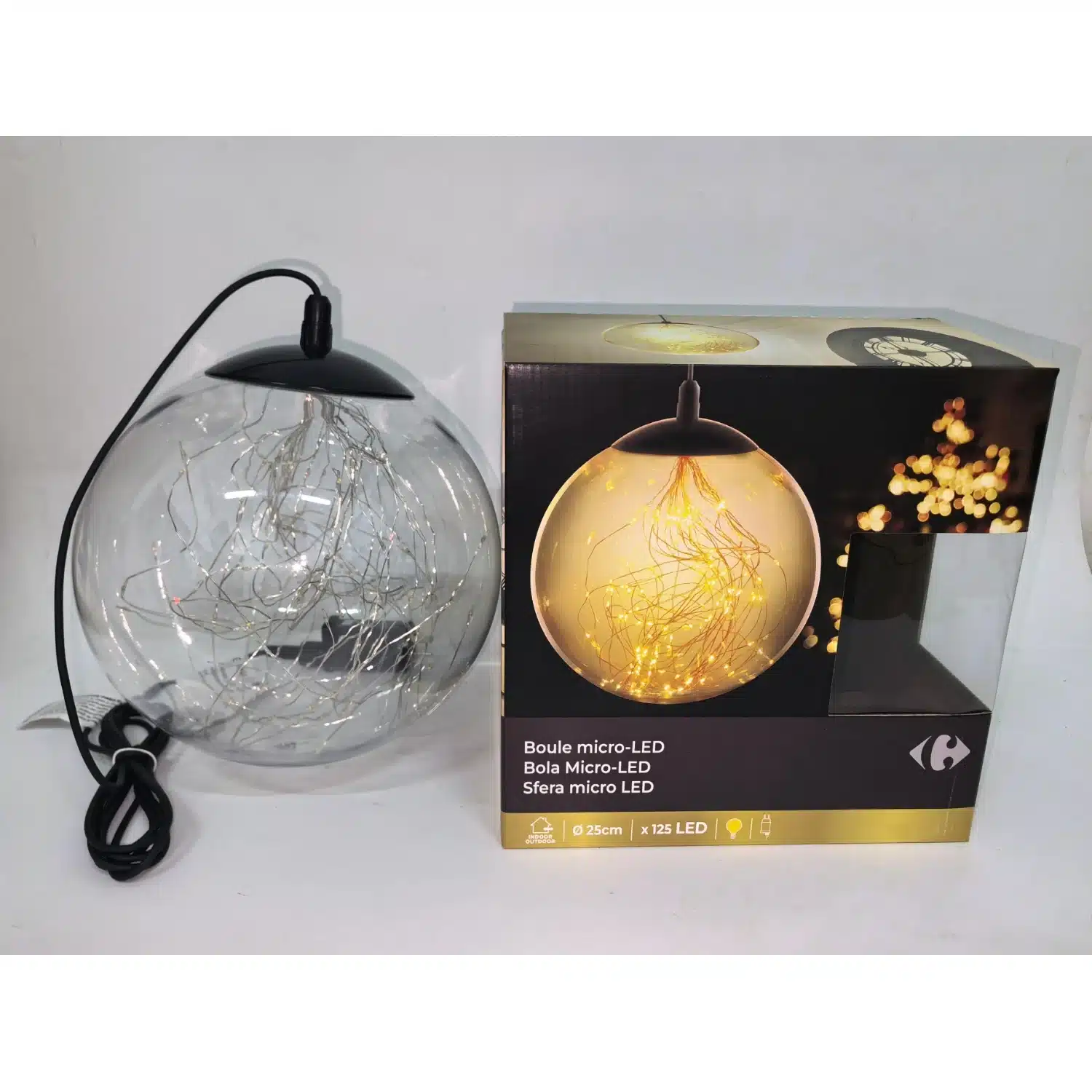 3616958525426 Boule LED 125 LED 25 cm Blanc chaud CARREFOUR – Image 1