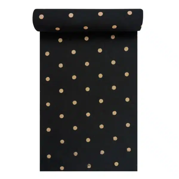 Chemin de table en Tissu Dots Or Pailleté Noir 28 x 400 cm MESA BELLA