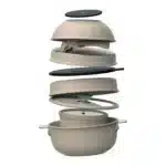 Batterie de cuisine empilable Oeuf 10 pièces aluminium céramique Ceratech Blanc tous feux - MASTERPRO – Image 2