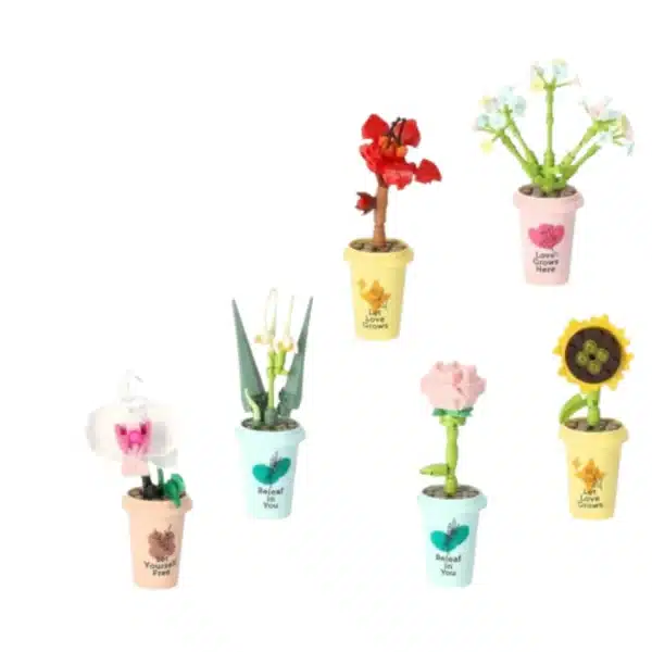 Fleur en pot à construire CUBIX