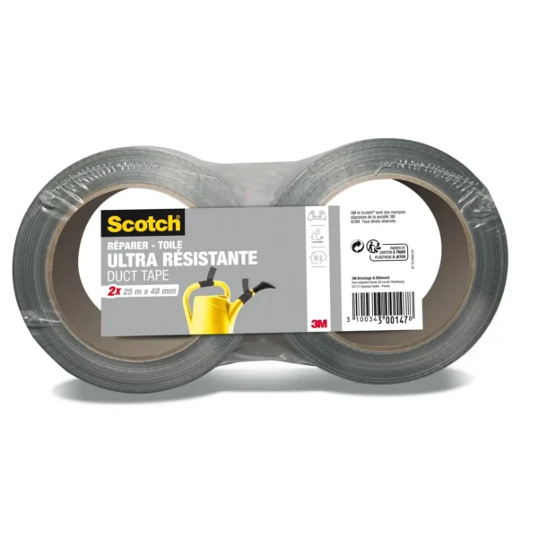 Toile de Réparation Adhésive Ultra Résistante Lot de 2 - 25 m x 50 mm - Noire – 3M SCOTCH