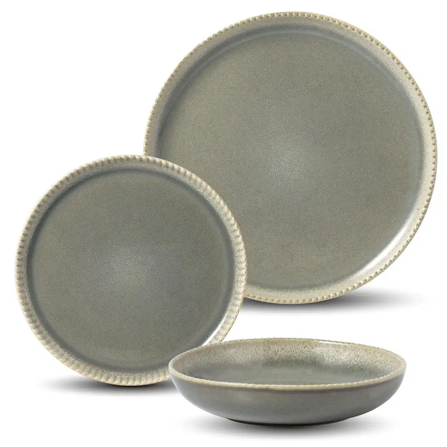 3616959501818 Service à vaisselle 12 pièces Pearl en grès gris - CARREFOUR HOME – Image 1