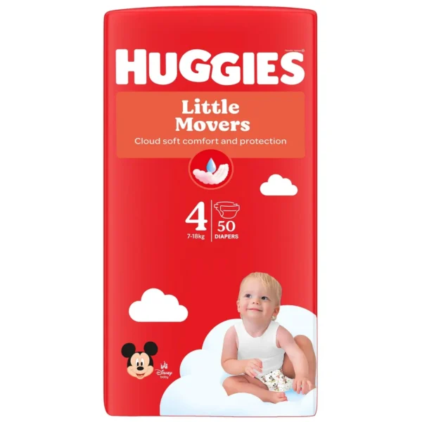 Couches Bébé Little Movers Taille 4 (7-18 kg) Mickey Disney – HUGGIES