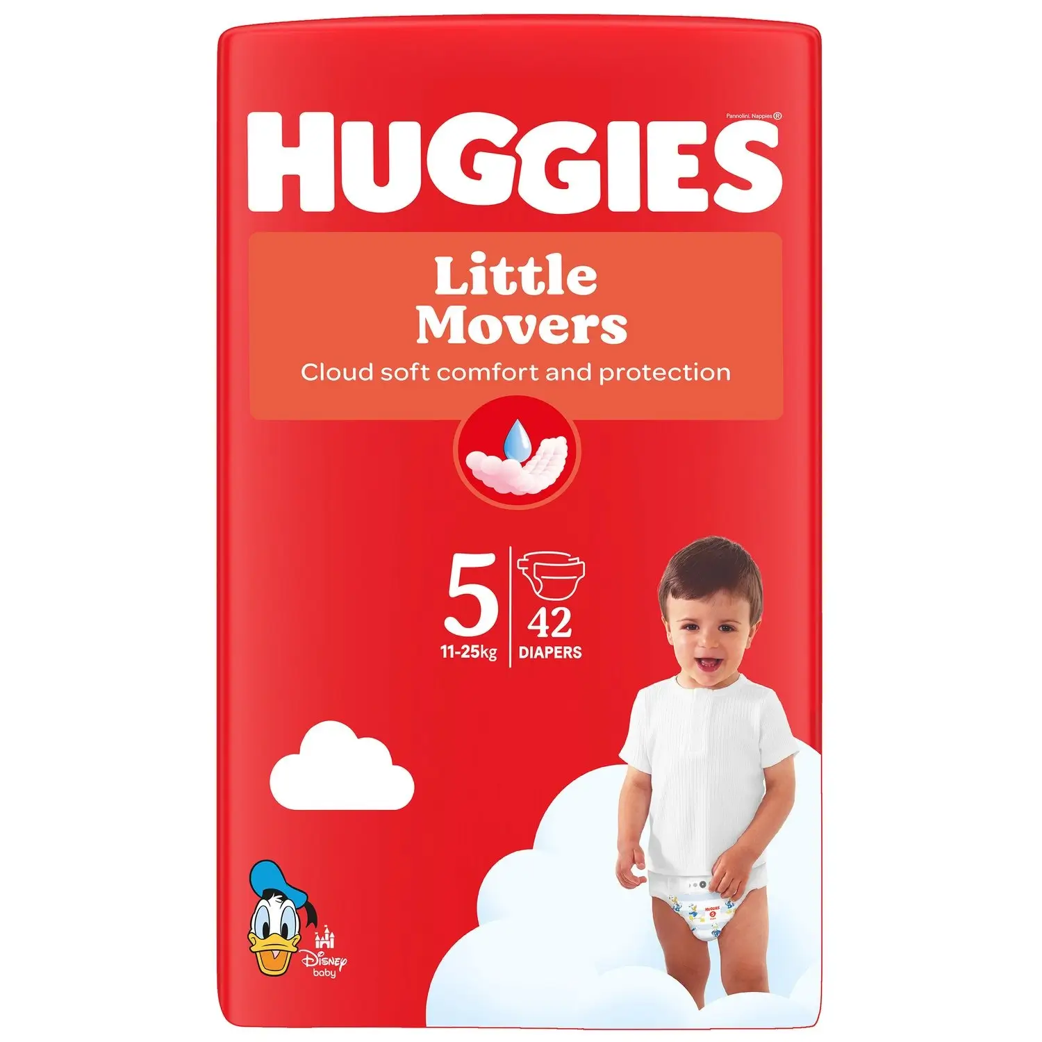 5029053567594 Couches jetables Little Movers taille 5 (11-25 kg) x42 - HUGGIES – Image 1