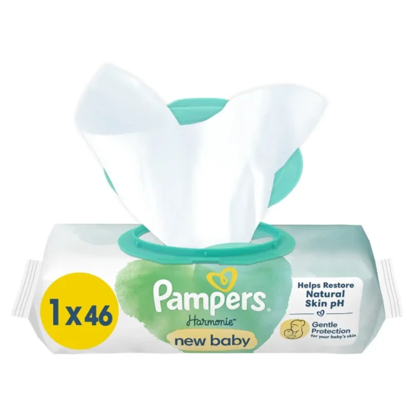 Lingettes bébé Harmonie Nettoyantes Peaux Sensibles, Sans Alcool ni Parfum – PAMPERS