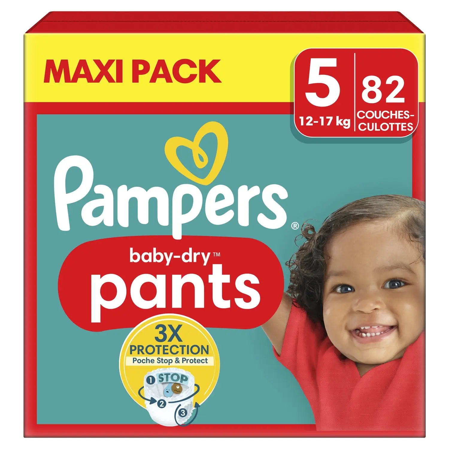 8700216290951 Couches-culottes Baby-Dry Pants taille 5 Maxi Pack x82 (12-17 kg) - PAMPERS – Image 1