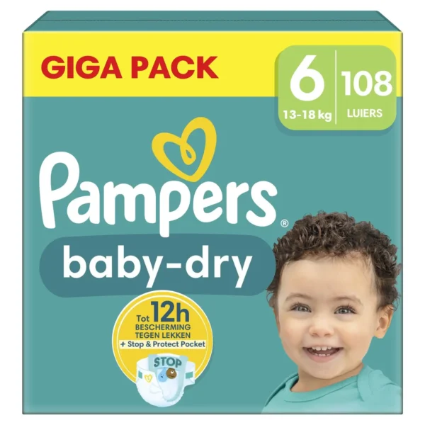 Couches Baby-Dry Taille 6 Giga Pack 13-18 kg x108 - PAMPERS