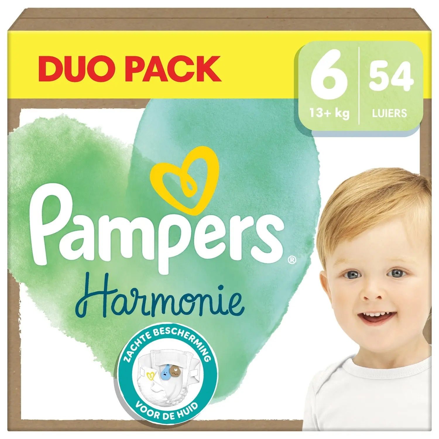 8700216668378 Couches Harmonie taille 6 Duo Pack 13 kg et + sans parfum ni chlore - PAMPERS – Image 1