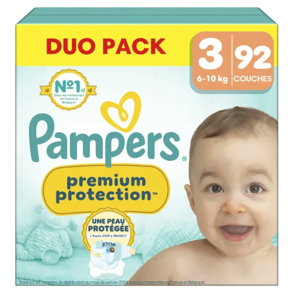 Couches Bébé Premium Protection Taille 3 (6-10 kg) – PAMPERS