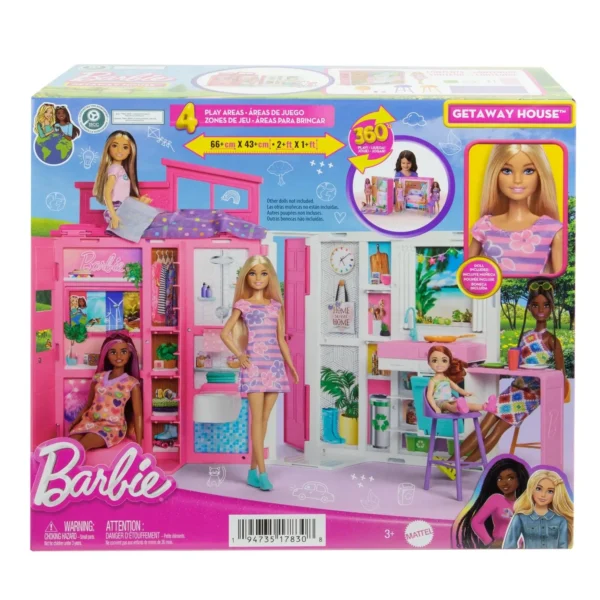 Maison de Poupée Barbie Maison de Vacances Pliable avec Poupée et Accessoires – MATTEL