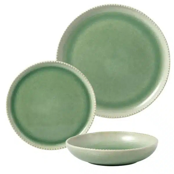 Service à vaisselle Pearl 12 pièces en grès vert – CARREFOUR HOME