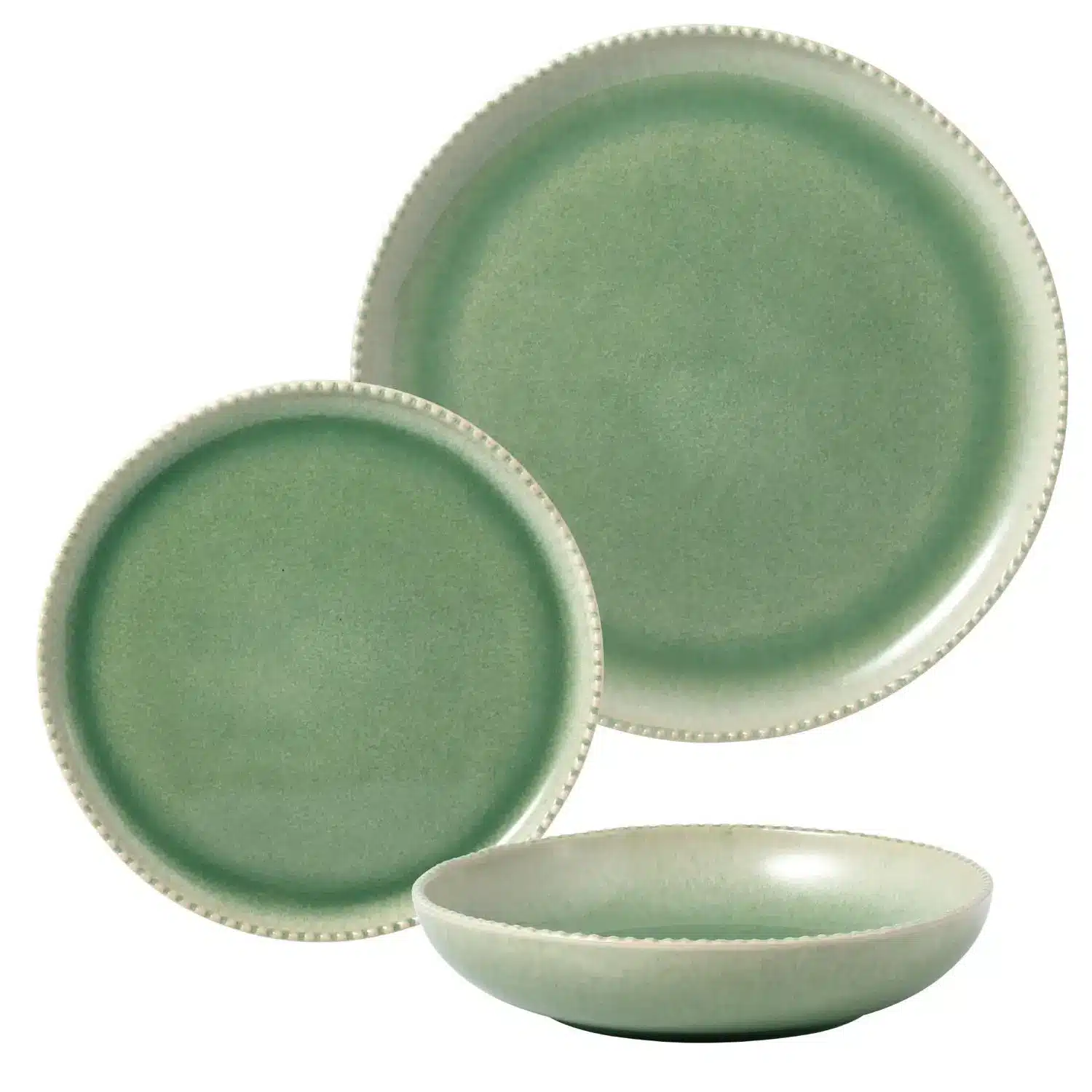 3616959417256 Service à vaisselle Pearl 12 pièces en grès vert – CARREFOUR HOME – Image 1