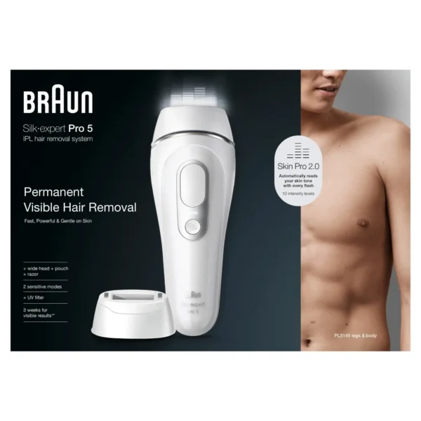 Épilateur Lumière Pulsée Silk·expert Pro 5 PL5145 avec Technologie SkinPro 2.0 – BRAUN