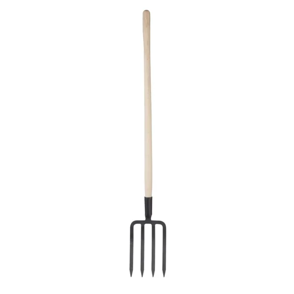 Fourche à Bêcher 4 Dents Tête 27cm Manche Bois Poignée Pomme – Générique