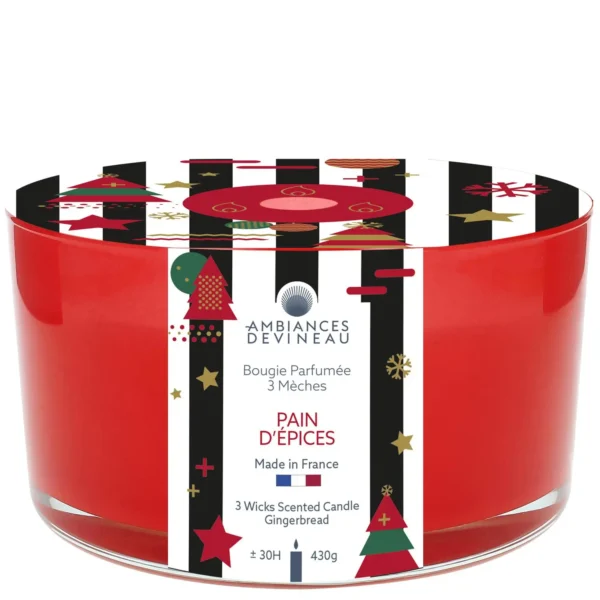 Bougie de Noël Laquée Rouge Parfumée Pain d'Épice – DEVINEAU
