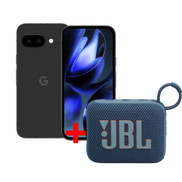 Pack Smartphone Pixel 9a Noir 128 Go avec Enceinte Portable JBL Go 4 Bleu – GOOGLE