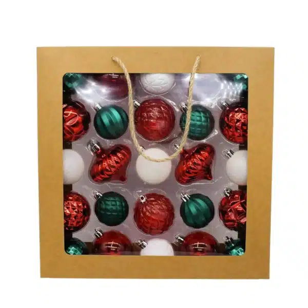 Coffret de décorations de Noël 25 pièces rouge et vert – CARREFOUR