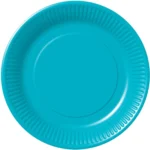 Assiettes en carton Turquoise 18 cm, lot de 16 – Générique