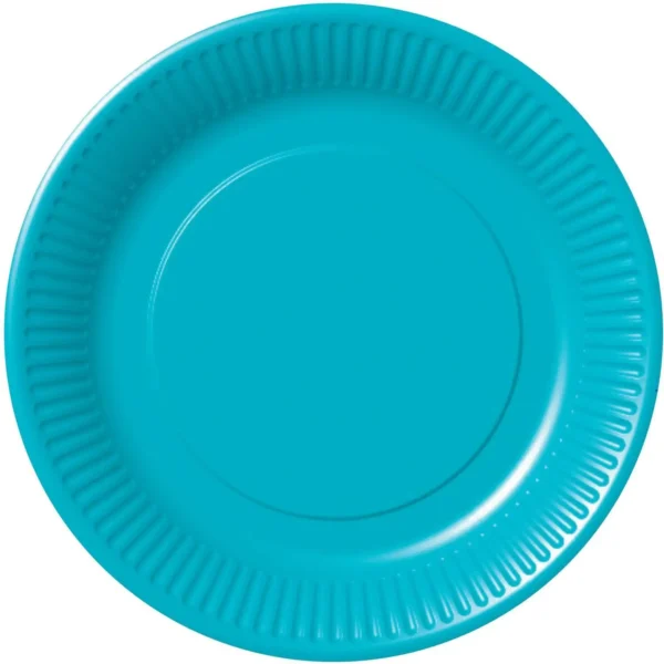 Assiettes en carton Turquoise 18 cm, lot de 16 – Générique