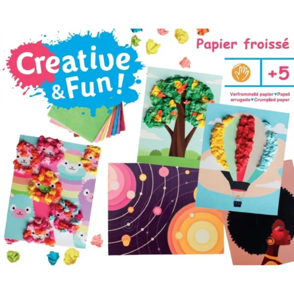 Set créatif Initiation Papier Froissé 6 cartes et 600 papiers – CREATIVE & FUN