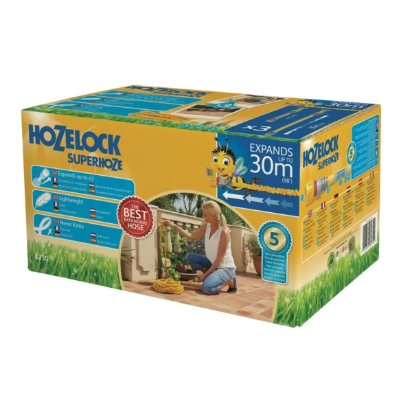 Tuyau d'Arrosage Extensible Superhoze 30m avec Raccords et Lance – HOZELOCK